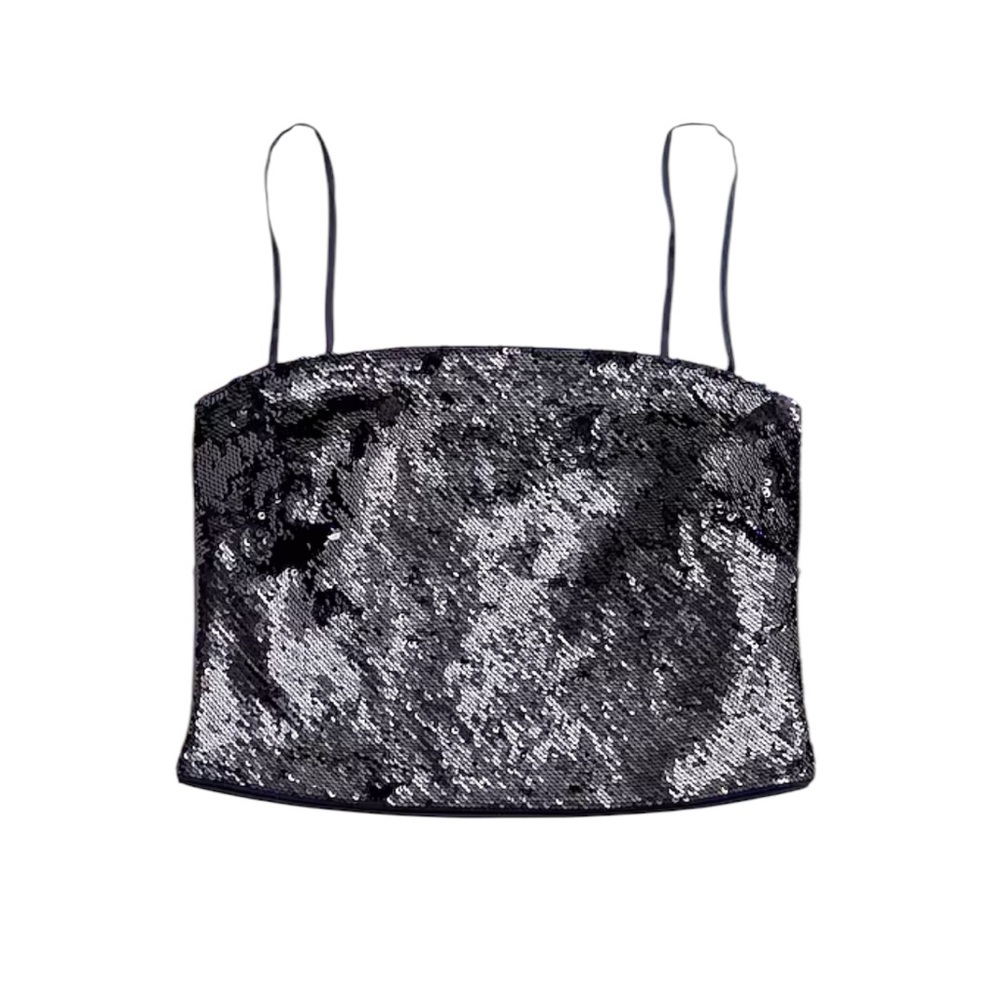 J.Crew Collection cropped sequin tank top in navy